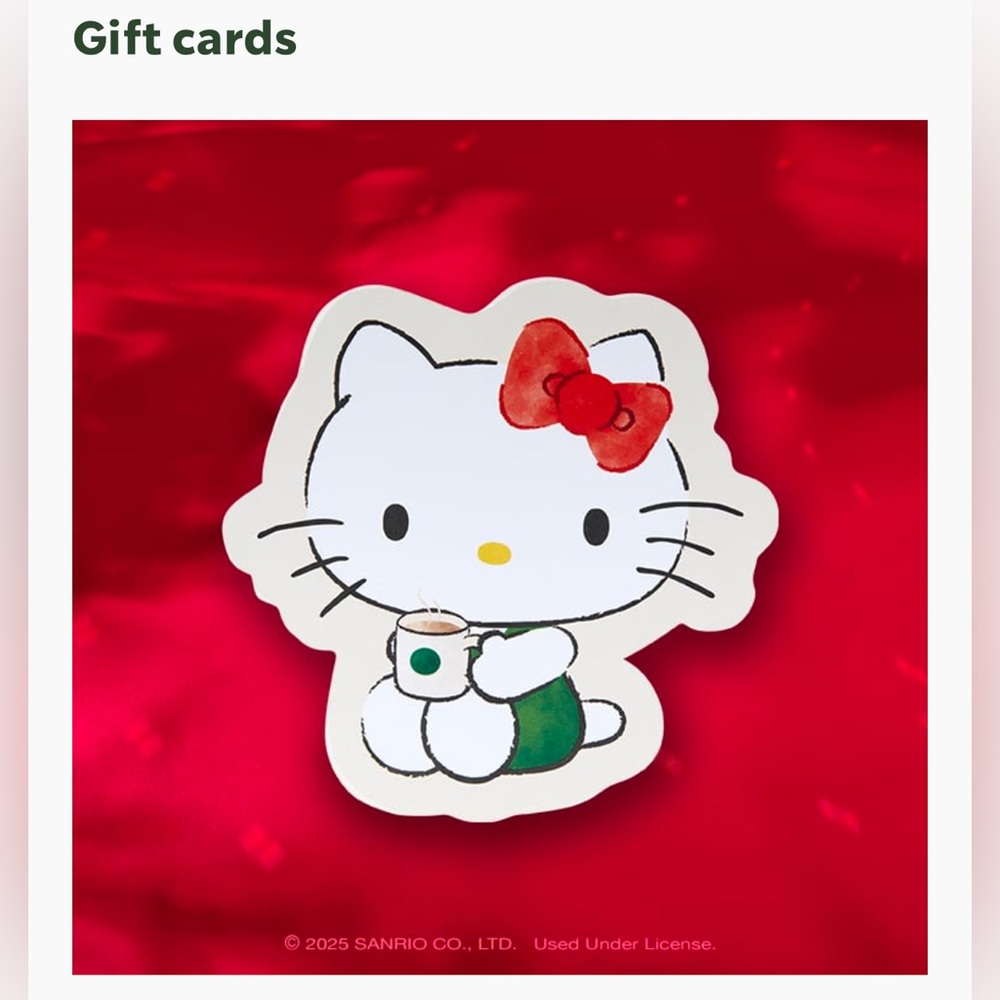 New Starbucks x Hello Kitty Shaped Gift Card bundle 2025 - 2 cards